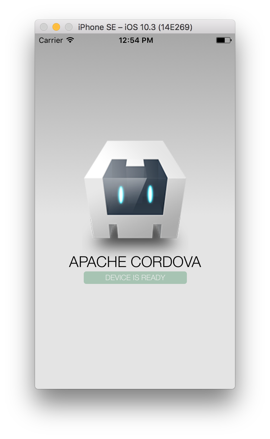 iPhone simulator running Cordova app