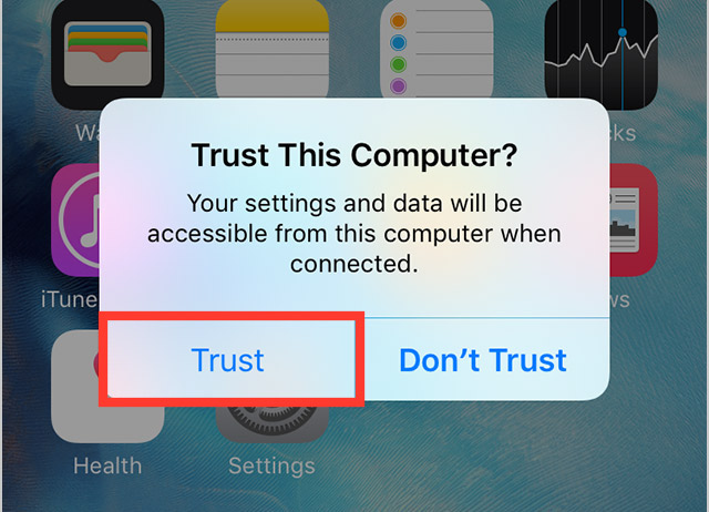 iPhone: trust this computer alert