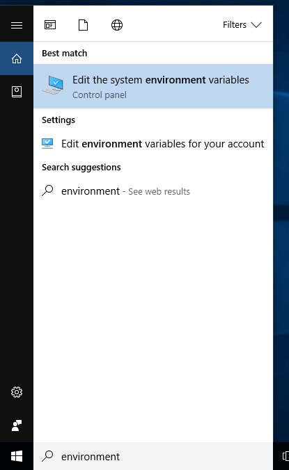Windows search environment variables